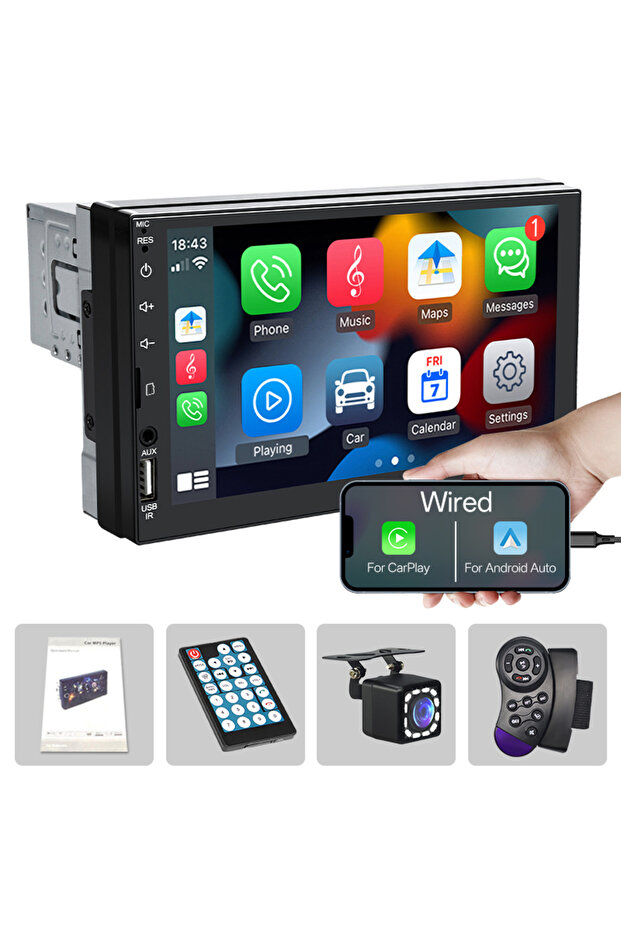 SWC and camera Sinovcle Car Radio Carplay Android Auto 7 inch Car Multimedia MP5 Player HD Touch Scr