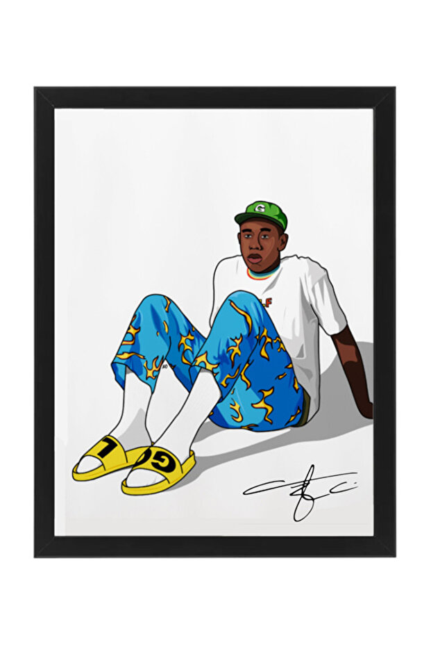 Tyler, the Creator Inspired Art Autographed Poster with Frame 30x40cm