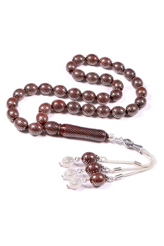 Harun Düzgün Intensive Silver-Engraved Kuka Prayer Beads with Silver Tassels