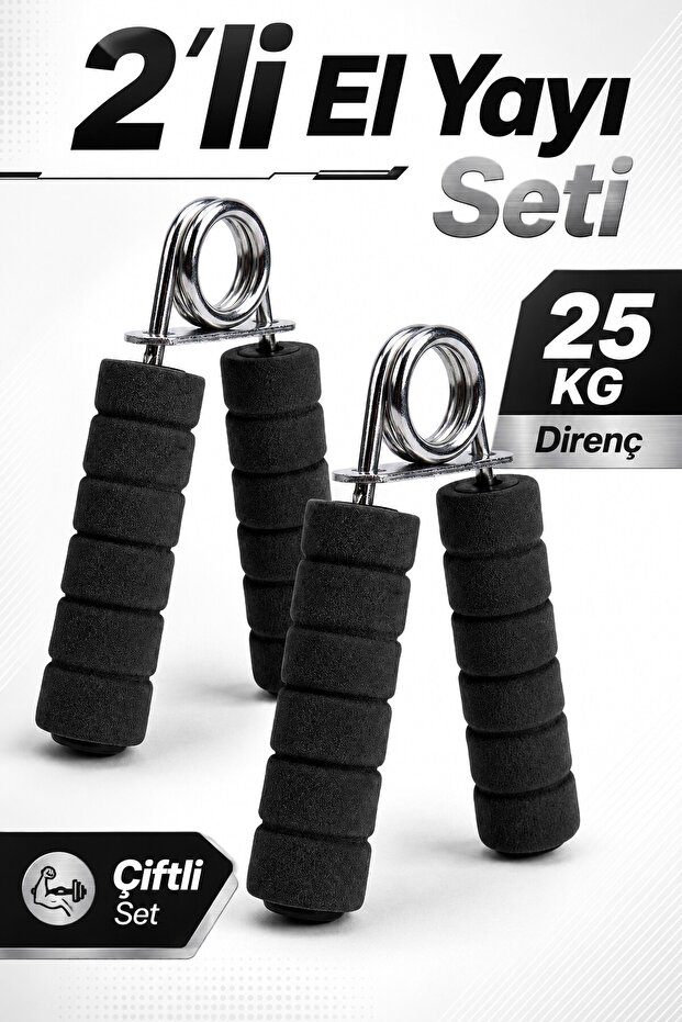 Thundara 2’li El Yayı Seti 25 KG Dirençli Sünger Tutma Saplı El Kol Bilek ve Kavrama Güçlendirici Alet