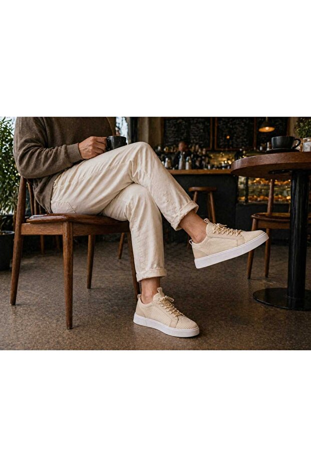 Men's Tricot Black -White- Beige -Lacquer Sneakers Daily Orthopedic Shoes