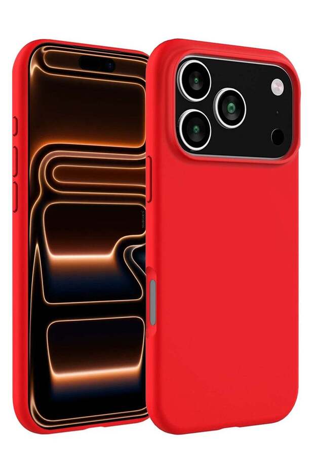 Silicone Protective Phone Case for iPhone 17 Pro - Soft Anti-Scratch Microfiber Lining Ultra Slim Drop Protection Phone Cover - Red