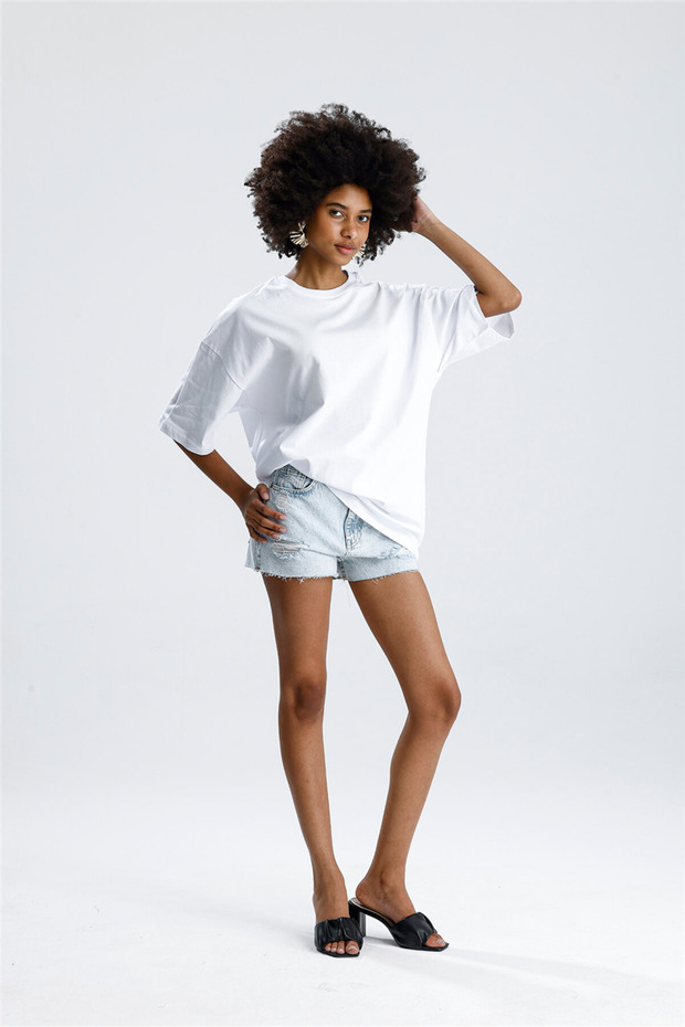 White Oversize Short Sleeve Tshirt