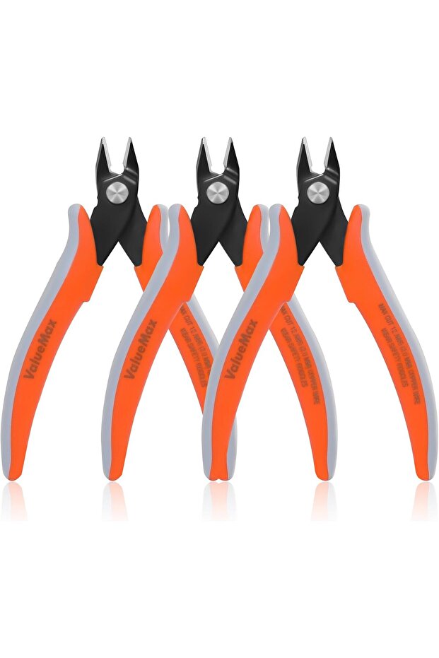 Flush Wire Cutters, 3 Pack Precision Micro Cutter Anti-Slip Flush Cut Pliers, Diagonal Side Cutters
