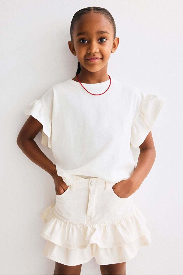 Denim frill skirt