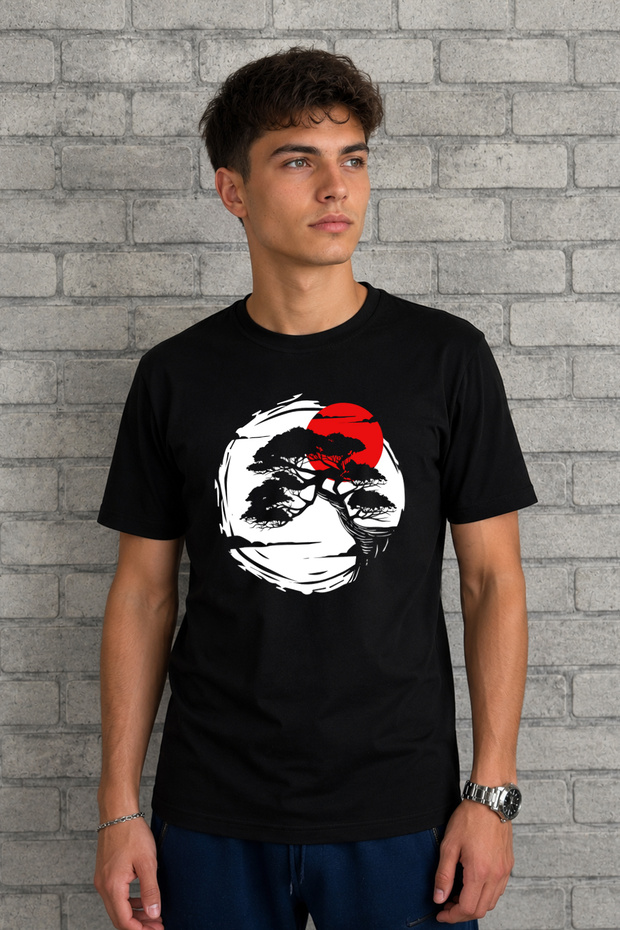 Japanese Bonsai Design Printed Premium T-Shirt | Special Gift Includes
