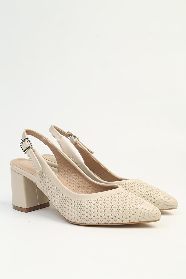 Pantofi bej cu toc gros - 3