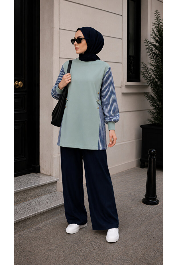 Women's Two-Thread Shirt Detailed Hijab Tunic