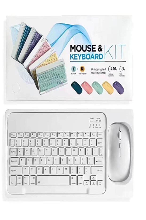 AASHZ Ultra-thin Wireless Office Keyboard and Mouse Combination Combo Support Win/IOS/Android/Mobile Phones 10 Inch Colorful Keyboard