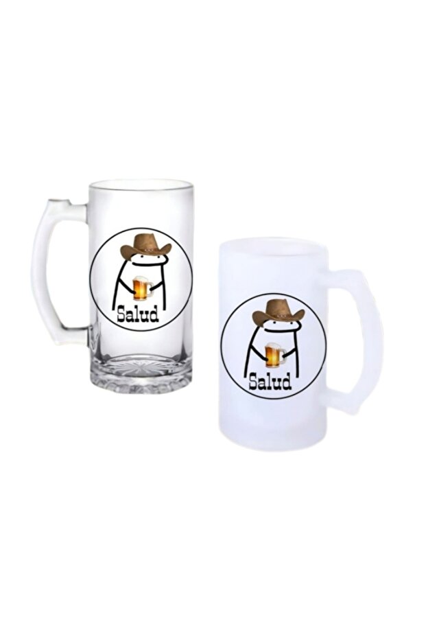 Cowboy Handle Beer Glass with Frosted or Transparent Options 0146