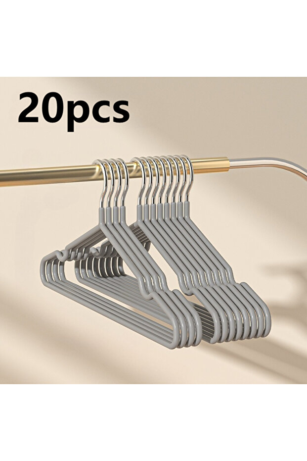 20pcs gray 20/30pcs Metal Clothes Hangers, Anti-Slip Heavy Duty Space Saving Hangers for Closet Orga