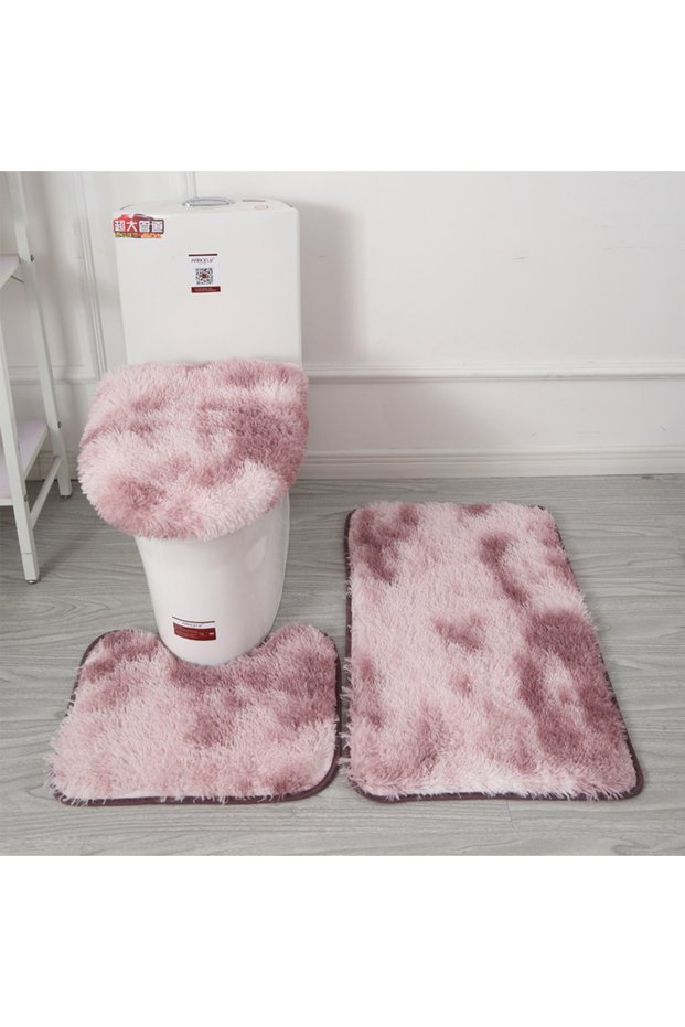 Pink Purple Toilet Seat Cover 3Pcs Set Bath Mat Shower Room Floor Rug Home Bathroom Anti-Slip Absorb