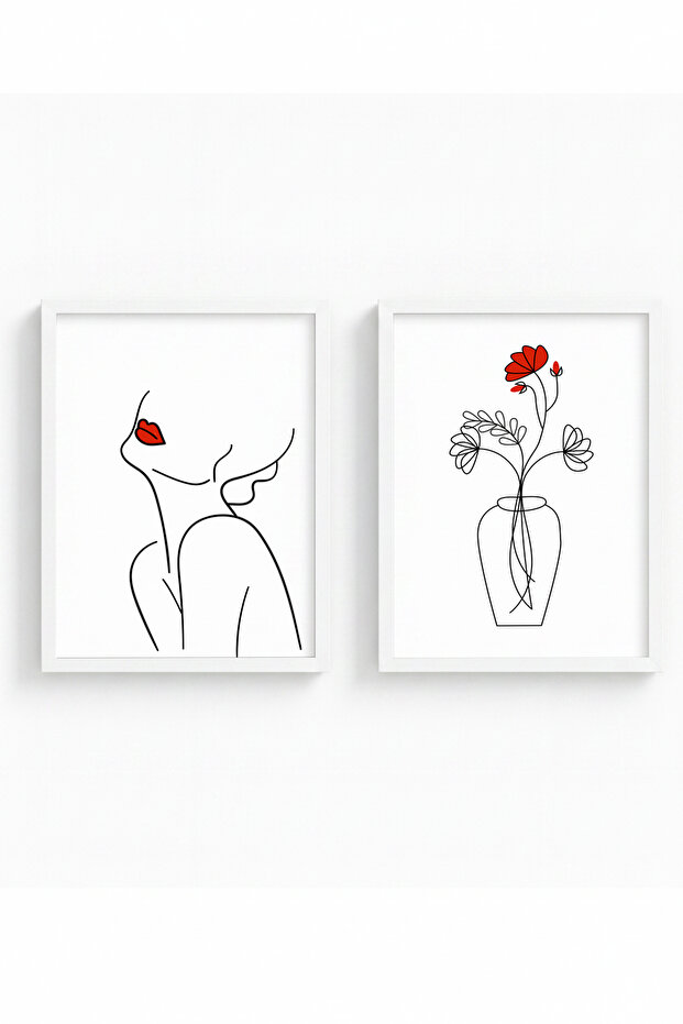 White Wooden Framed 2 Piece Set Painting Huhu188