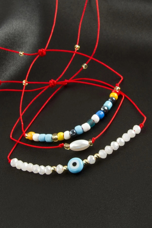 3 Pieces Evil Eye Crystal Sand Bead Bracelet Elk-Bjtieg
