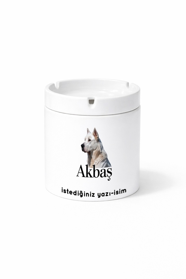Animal Akbaş Dog Shepherd Dog Double Sided Printed Ashtray Ashtray Gift