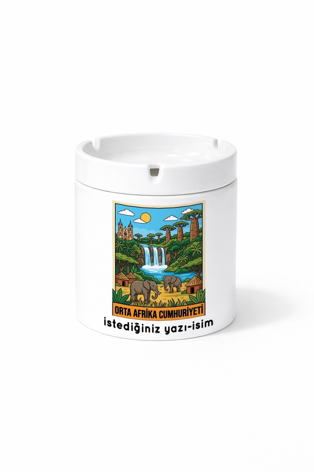 Central African Republic-Yazisi-Olan-Bir-City Printed Ashtray Ashtray Gift