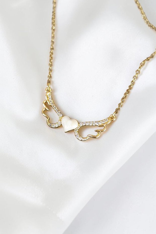 Angel Winged Heart Detailed Steel Necklace