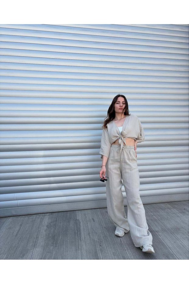 Women's Linen Cotton Palazzo Trousers