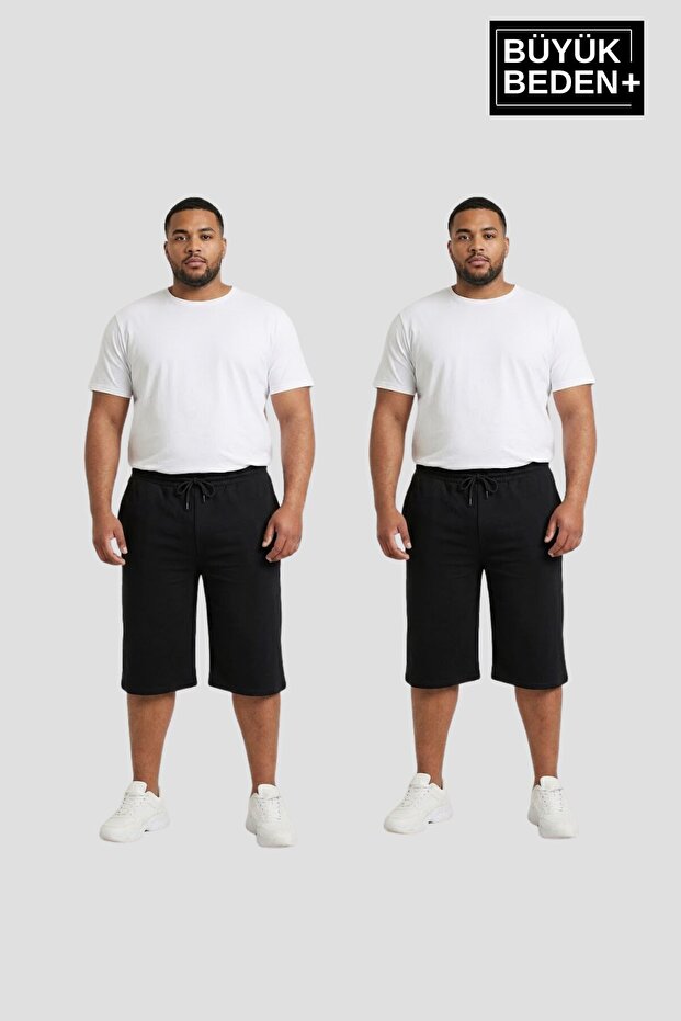 Large Size Men's 2-Piece Capri Shorts Comfortable Fit Set 3Xl-6Xl Spr26Bsr591+2