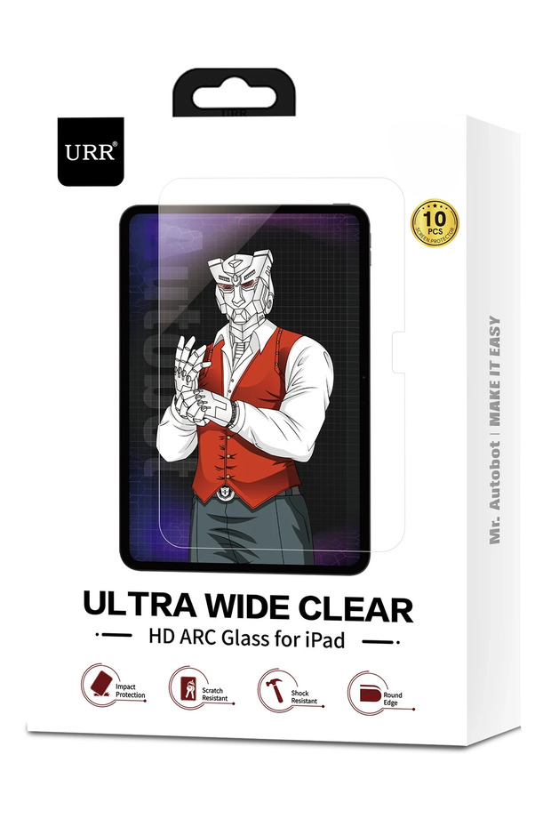 واقي شاشة زجاجي لجهاز URR iPad 2025 10.2 (الجيل التاسع) ARC HD - شفاف