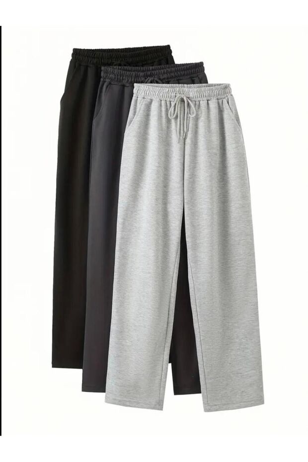 3 Pieces Unisex Regular Pipe Leg Basic Sweatpants