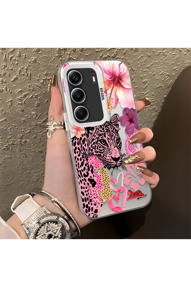 Tecno Camon 40 Pro 5g Cm7 Compatible Silicone Edge Hard Back Case Couple Phone Cover Leopard Pattern
