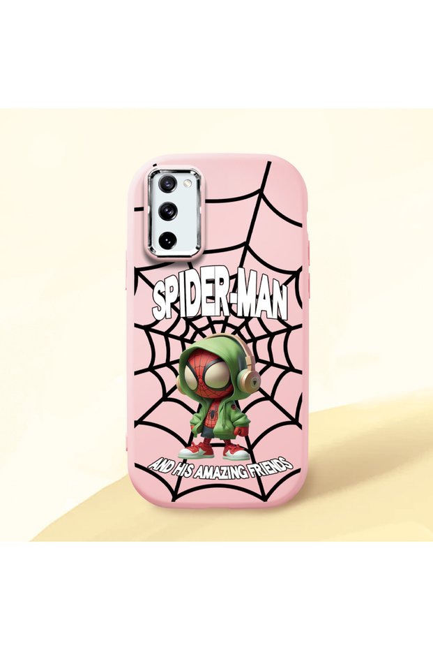 Samsung Galaxy S20 Fe Compatible Case Camera Protector Pink Silicone Couple Phone Case Spiderman Patterned