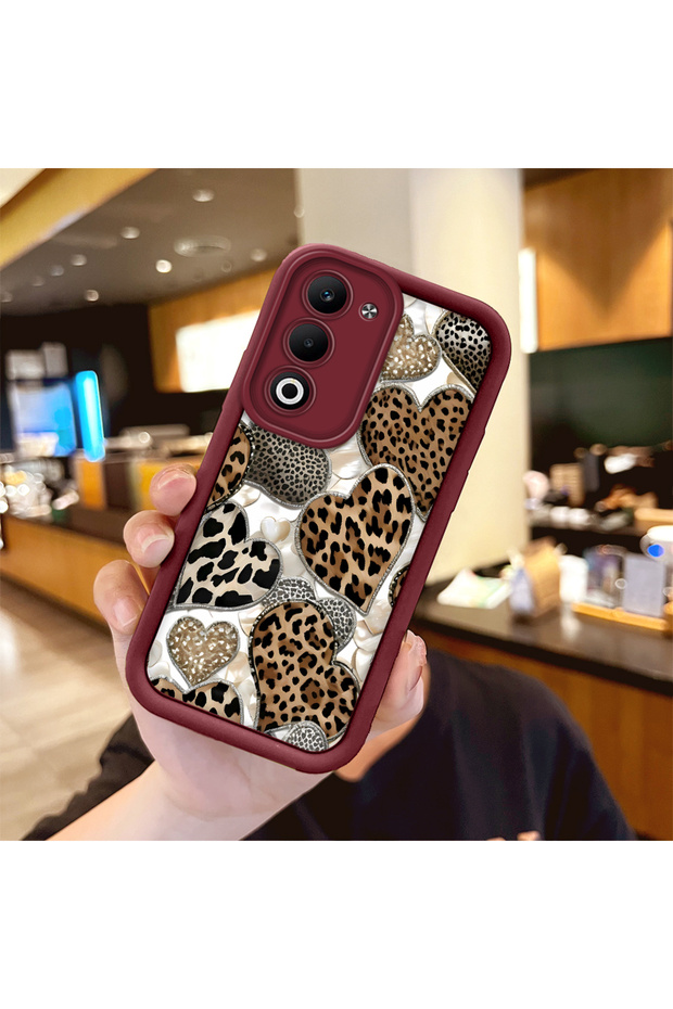 Oppo A5 5g Compatible Case Camera Protector Claret Red Silicone Couple Phone Case Leopard Pattern