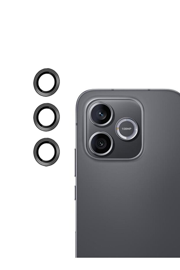 Honor 600 Lite 5G 2026 Premium Alloy Ring Camera Lens Tempered Glass Protector Shield Black
