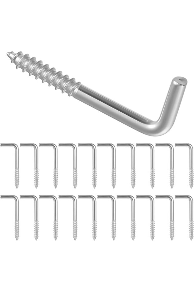 L-Shaped Screw-In Hooks, 20Pcs Right Angle Wall Mount Hooks for Hanging