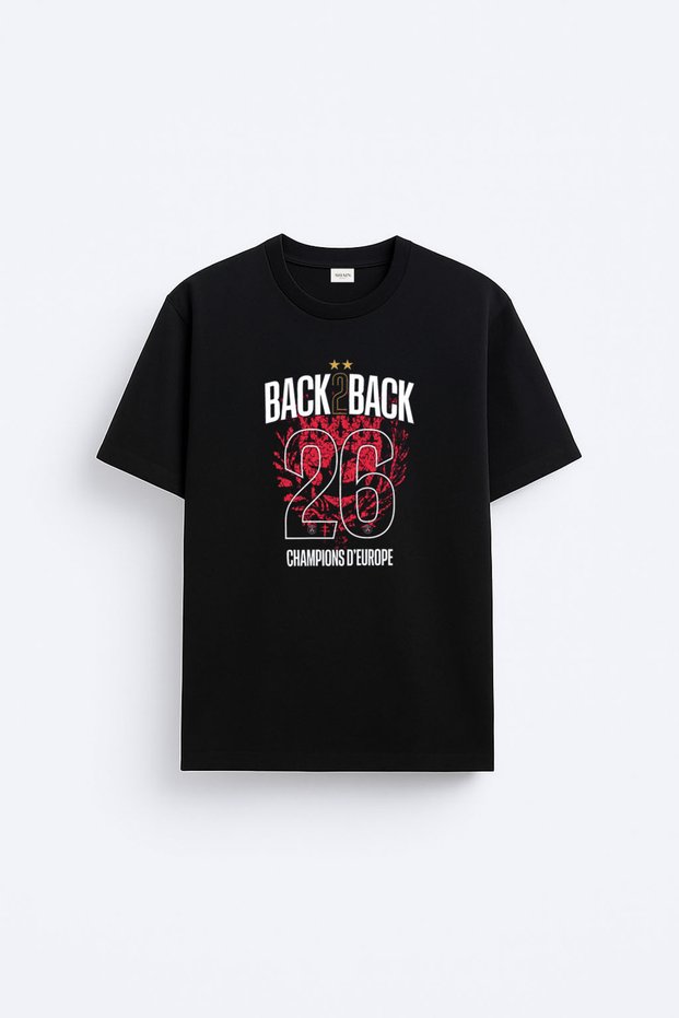 Paris 2026 Champions League Printed Black Cotton T-Shirt T-Shirt