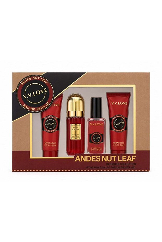 مجموعة عطور أوراق جوز الأنديز من V.V.LOVE - عطر، كريم ما بعد الحلاقة، جل استحمام