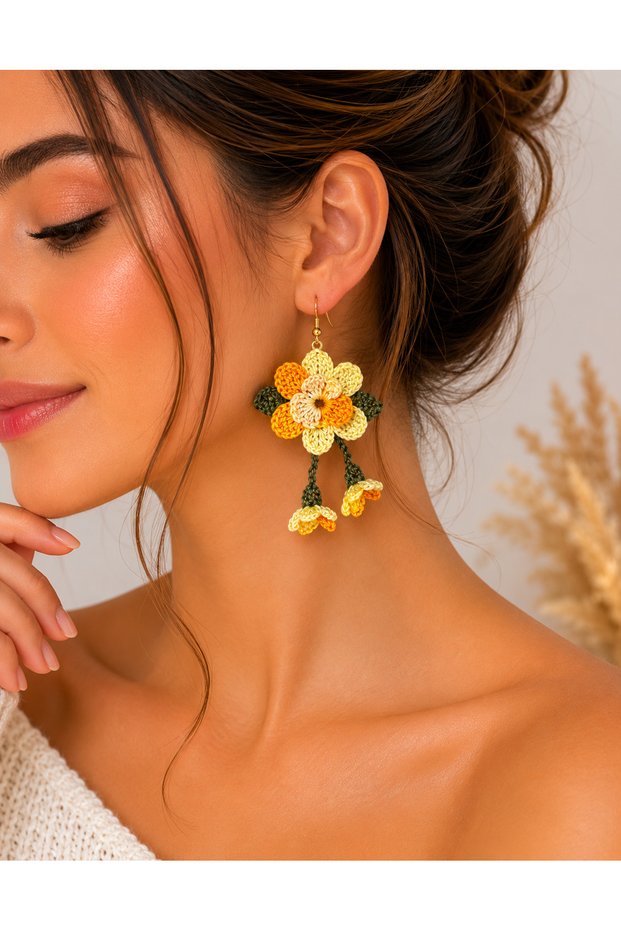 Authentic Rose Detailed Earrings
