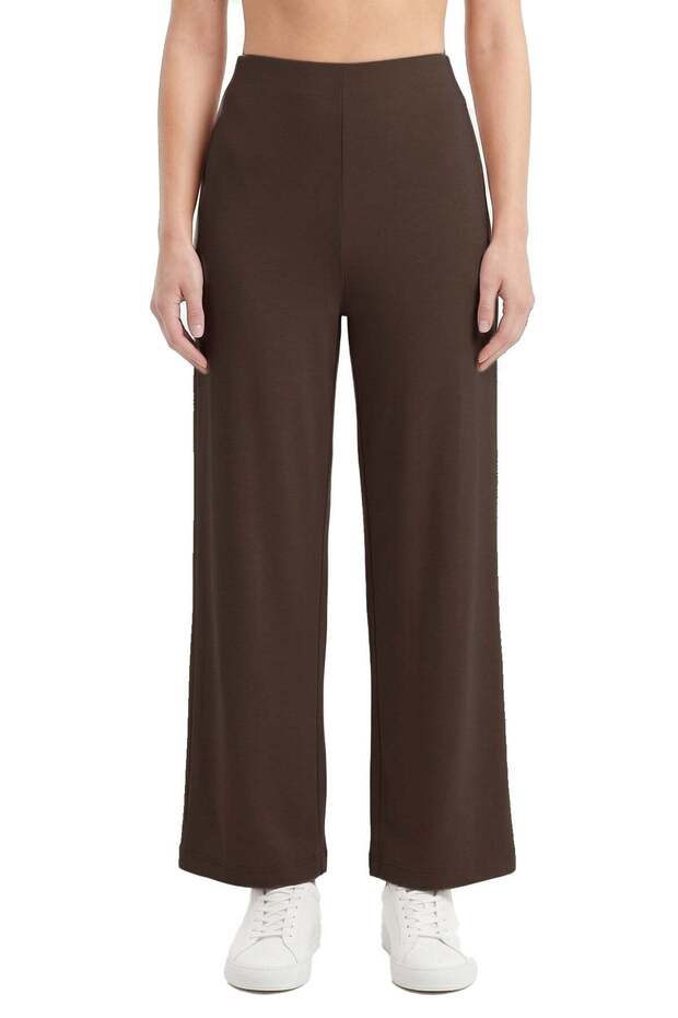 Premium - Sway Collection | Brown Basic High Waist Modal Wide Leg Women's Trousers