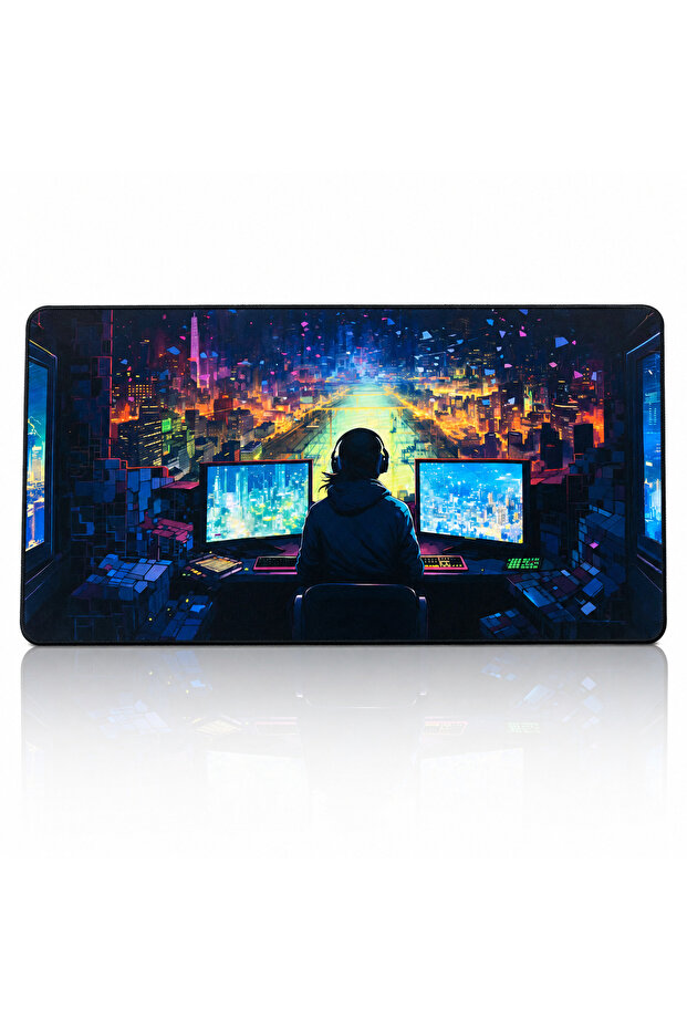 Japanese Style Gaming Mouse Pad Desk Mat 58 x 27 cm, Anti-Slip Rubber Base, 3 mm Thick, Large Keyboard and Mouse Pad for Gaming, Office & Laptop