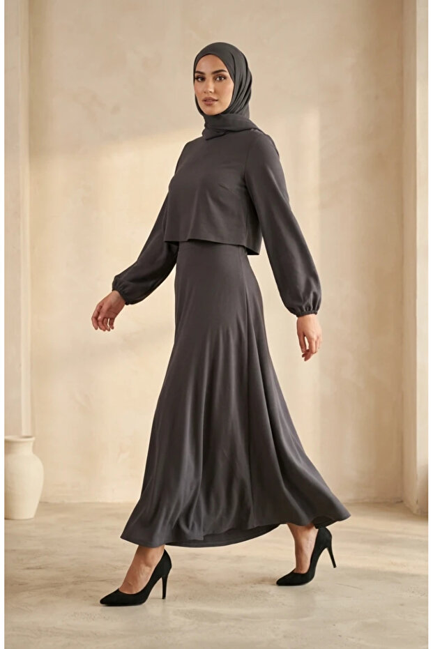 Double Suit with Double Fabric Skirt 5722-04 Gray