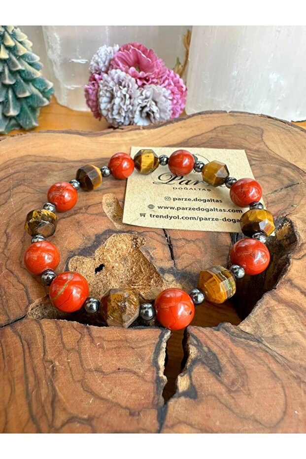 Jasper & Tiger's Eye & Hematite Natural Stone Design Bracelet