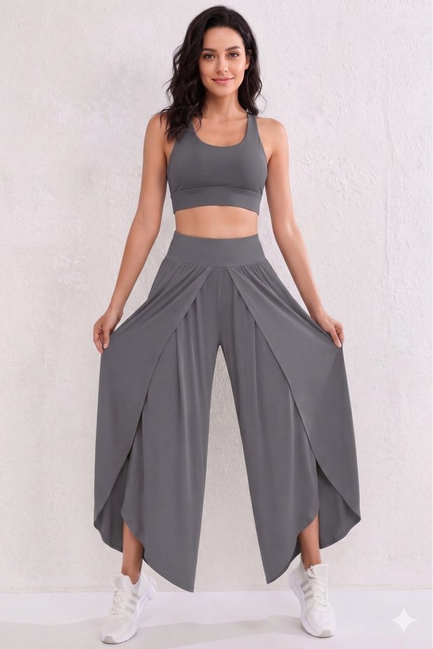 New Season Women's High Waist Elastic Front Cross Detailed Sandy Trousers