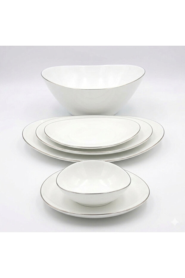 12 Pcs Gold line Dinner set Opal ware 4 dinner plate, 4 dessert plate, 4 bowl dishwasher microwave freezer safe BPA Free