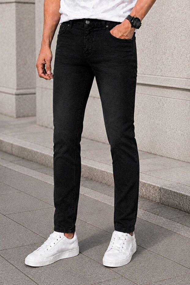 Men's Black Stone Slim Fit Stretch Fabric Jean Trousers