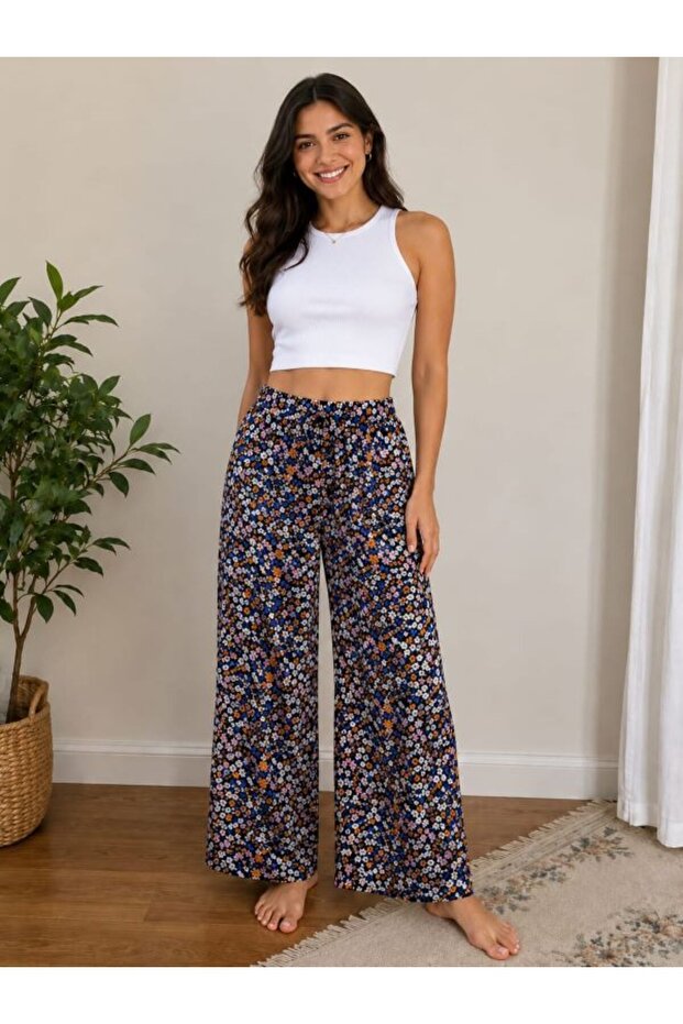 Casual Viscose Fabric Patterned Pants