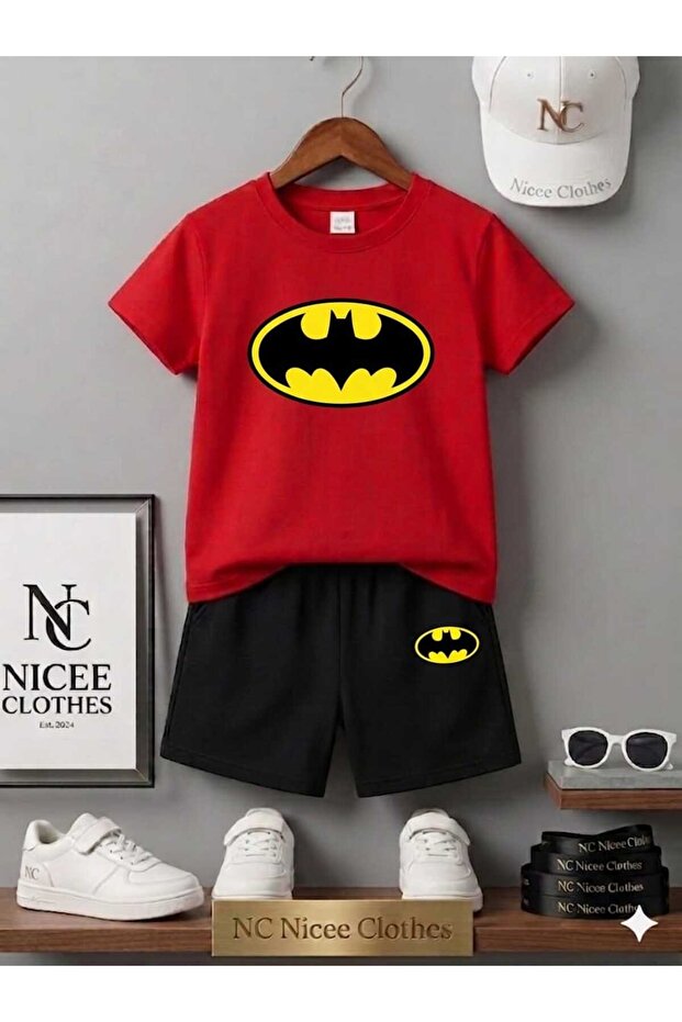 Summer Children's T-Shirt Shorts Unisex (Batman Print)