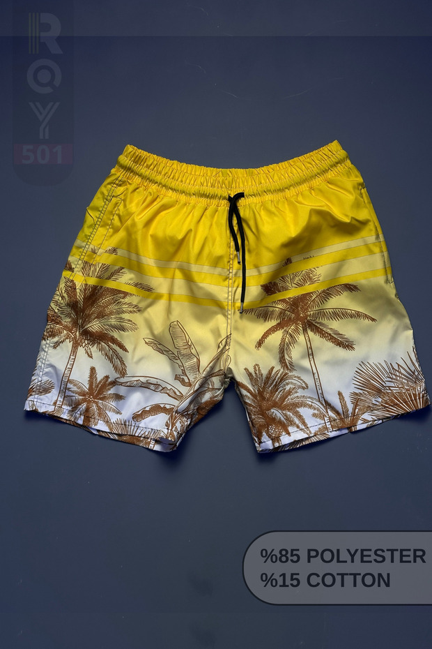 Men's Swim Shorts Patterned Pocket Zippered Mesh Swim Shorts