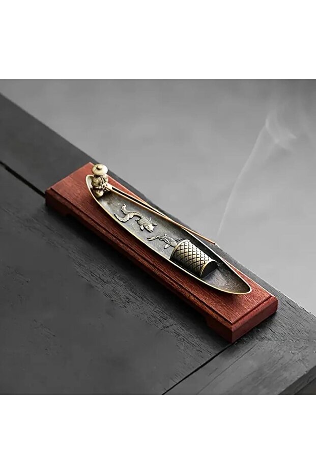 Vintage Brass Incense Holder for Home Decor, Meditation, Yoga, and Office - Traditional Decorative