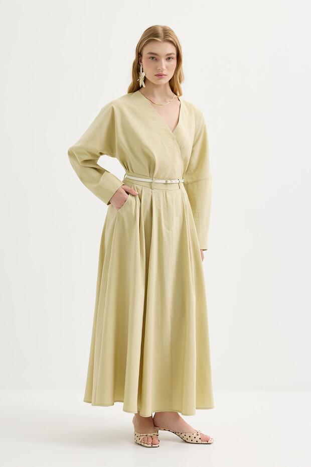 Tied Kimono Skirt Set Light Green