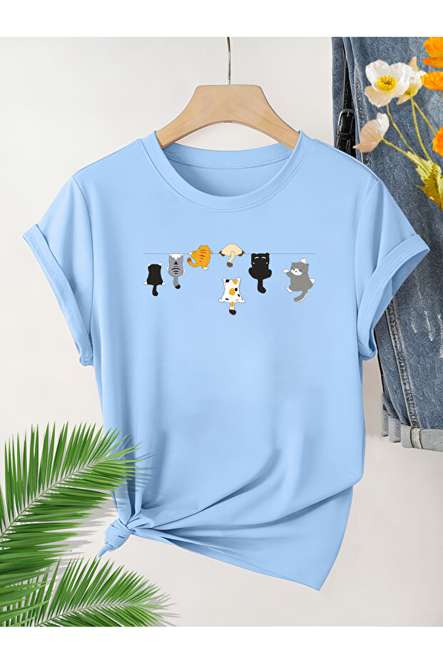 Unisex Naughty Cats Printed Design Tshirt
