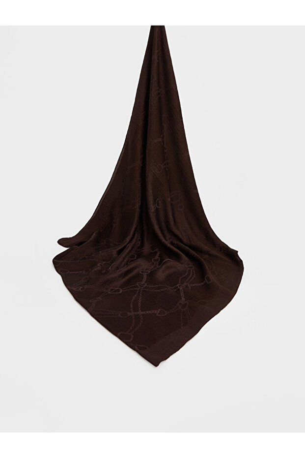 Brown Jacquard Woven Self-Patterned Women's Shawl