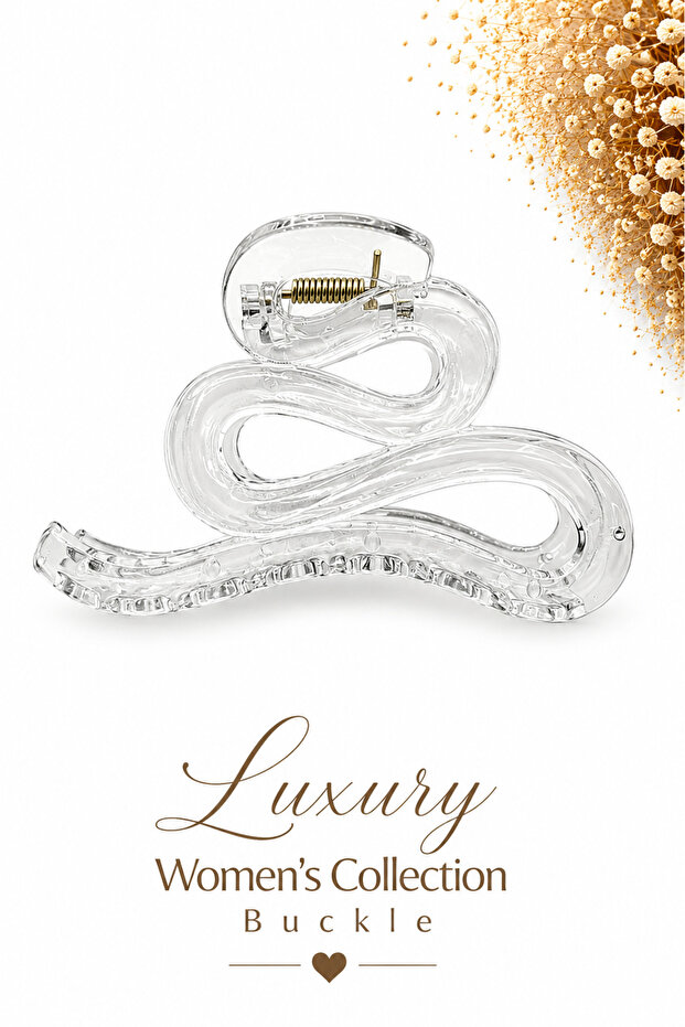 Women's Transparent Acrylic Wavy Hair Clip with Clasp Luxury