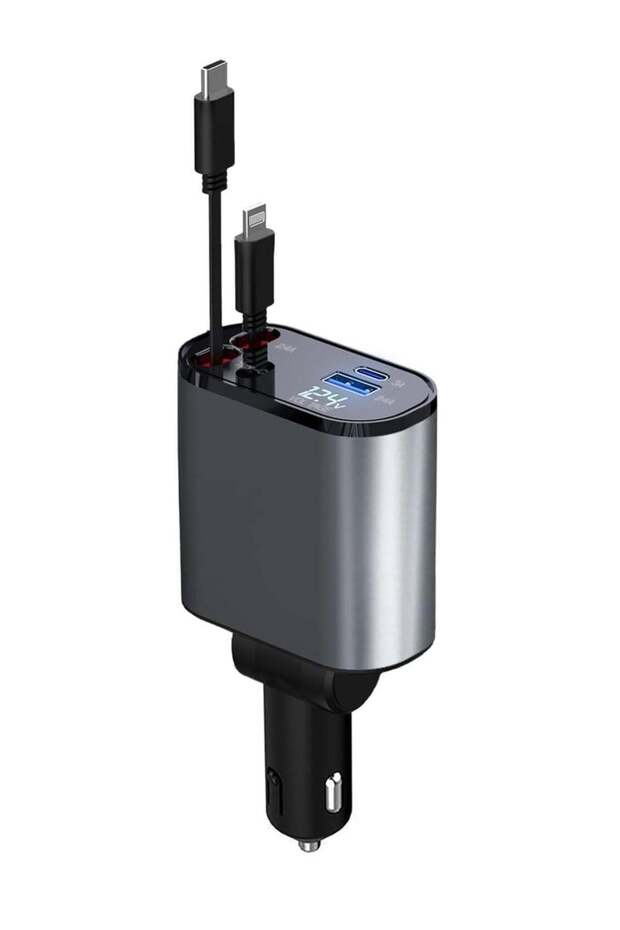 Super Fast Car Charger 120wt With Telescopic Cable