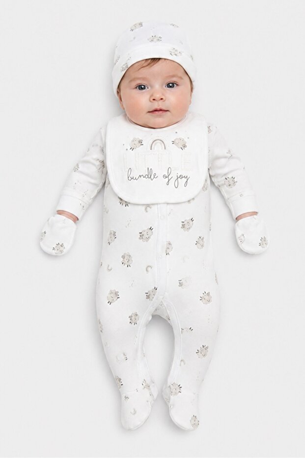 Toddlers Boy 5 Pcs Allover Print Bodysuit And Bib Set, Multicolor